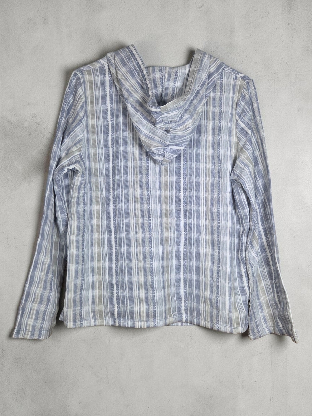 North River Striped Baja Hoodie Beach Poncho Pullover Blue Gray White Size Med. - Picture 2 of 10